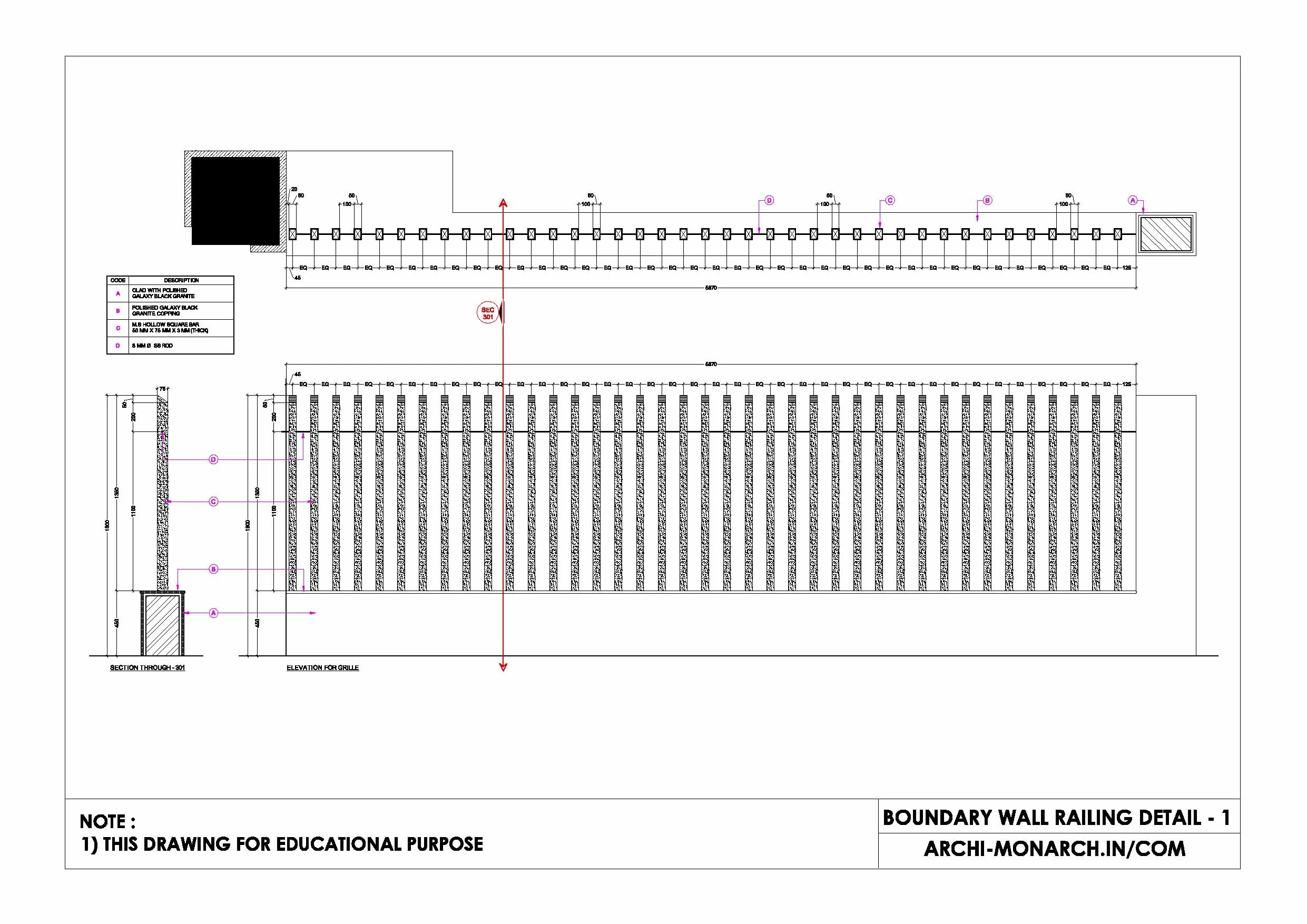 BOUNDARY WALL RAILING DETAIL ONE Archi Monarch