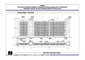 Gate Detail Fourteen – Architectural Gate Detail Drawing | Archi-Monarch