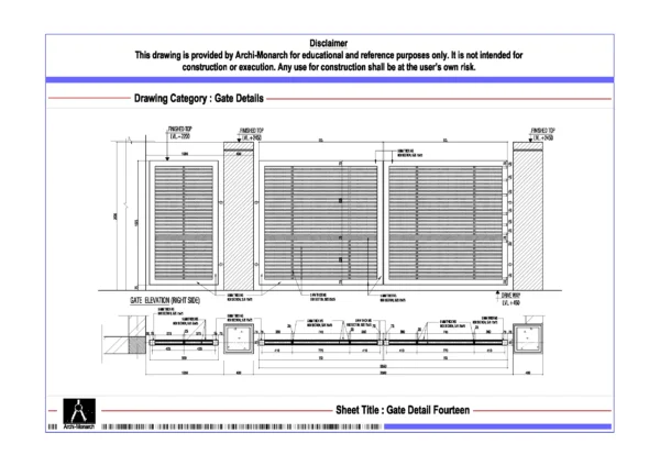 Gate Detail Fourteen – Architectural Gate Detail Drawing | Archi-Monarch