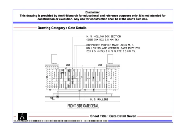 Gate Detail Seven – Architectural Gate Detail Drawing | Archi-Monarch