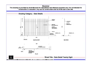 Gate Detail Twenty Eight – Architectural Gate Detail Drawing | Archi-Monarch