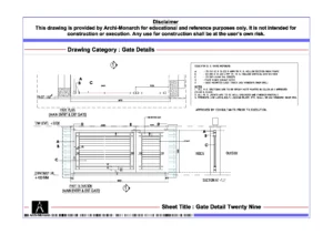 Gate Detail Twenty Nine – Architectural Gate Detail Drawing | Archi-Monarch