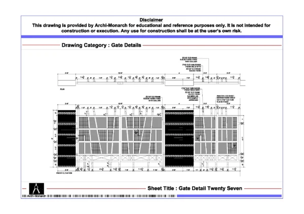 Gate Detail Twenty Seven – Architectural Gate Detail Drawing | Archi-Monarch