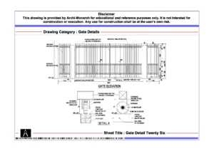 Gate Detail Twenty Six – Architectural Gate Detail Drawing | Archi-Monarch