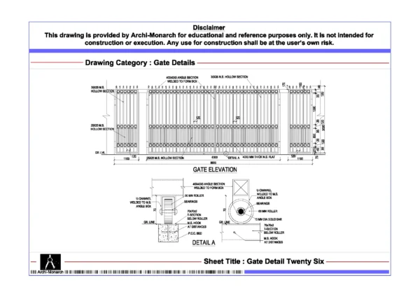 Gate Detail Twenty Six – Architectural Gate Detail Drawing | Archi-Monarch