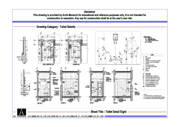 Toilet Detail Eight – Architectural Toilet Detail Drawing | Archi-Monarch