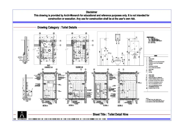 Toilet Detail Nine – Architectural Toilet Detail Drawing | Archi-Monarch