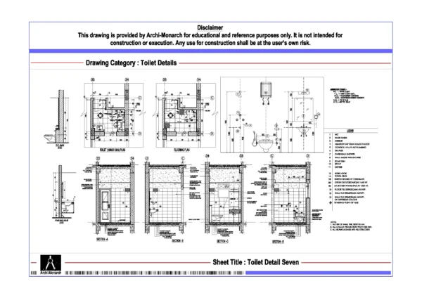 Toilet Detail Seven – Architectural Toilet Detail Drawing | Archi-Monarch