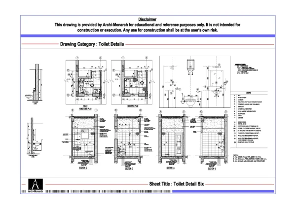 Toilet Detail Six – Architectural Toilet Detail Drawing | Archi-Monarch
