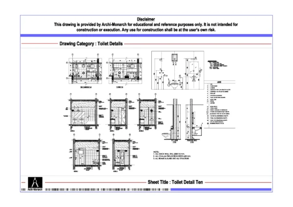 Toilet Detail Ten – Architectural Toilet Detail Drawing | Archi-Monarch