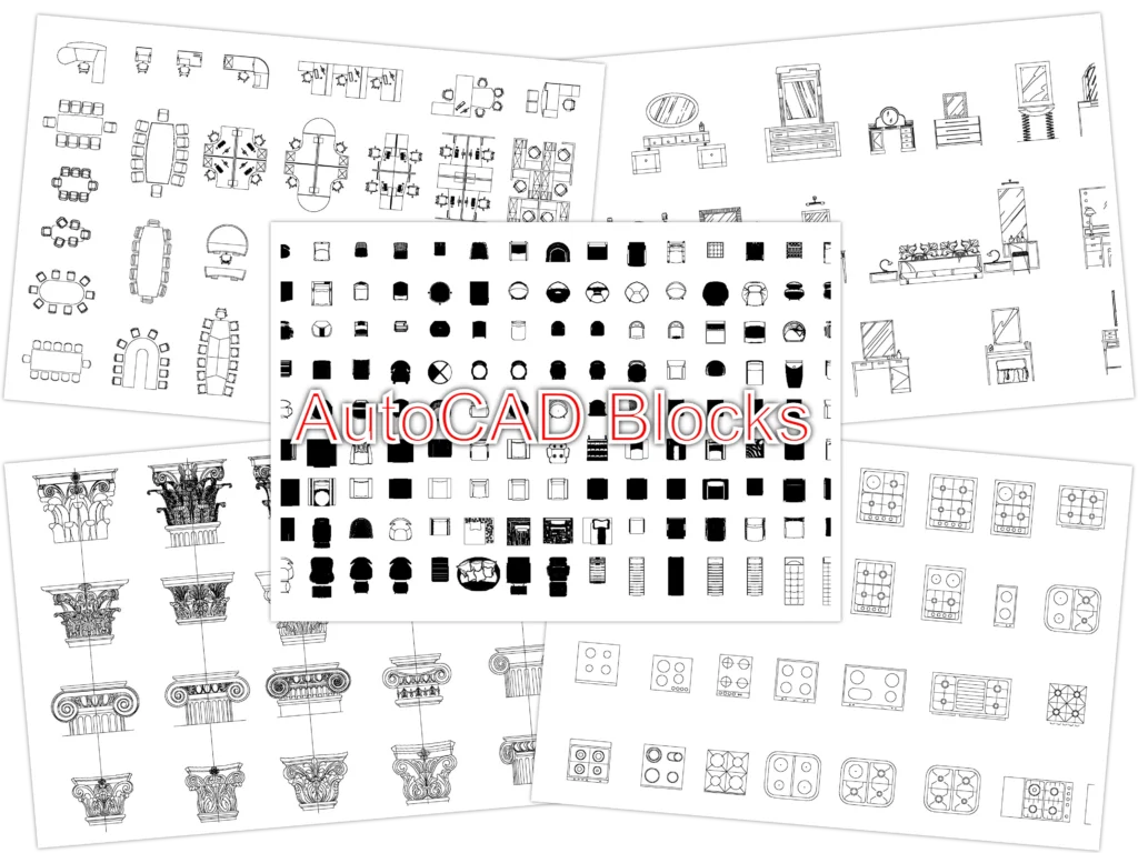 Architectural AutoCAD Blocks used in building drawings and drafting projects