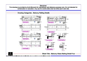 Balcony Glass Railing Detail Four – Architectural Glass Balcony Railing Detail Drawing | Archi-Monarch