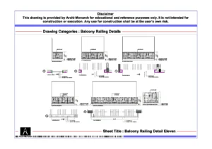 Balcony Railing Detail Eleven – Architectural Balcony Railing Detail Drawing | Archi-Monarch