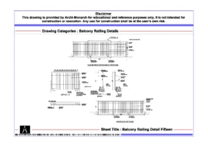 Balcony Railing Detail Fifteen – Architectural Balcony Railing Detail Drawing | Archi-Monarch