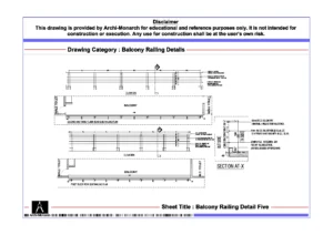 Balcony Railing Detail Five – Architectural Balcony Railing Detail Drawing | Archi-Monarch