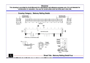 Balcony Railing Detail Four – Architectural Balcony Railing Detail Drawing | Archi-Monarch