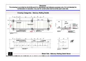 Balcony Railing Detail Seven – Architectural Balcony Railing Detail Drawing | Archi-Monarch