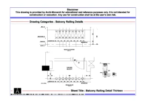 Balcony Railing Detail Thirteen – Architectural Balcony Railing Detail Drawing | Archi-Monarch