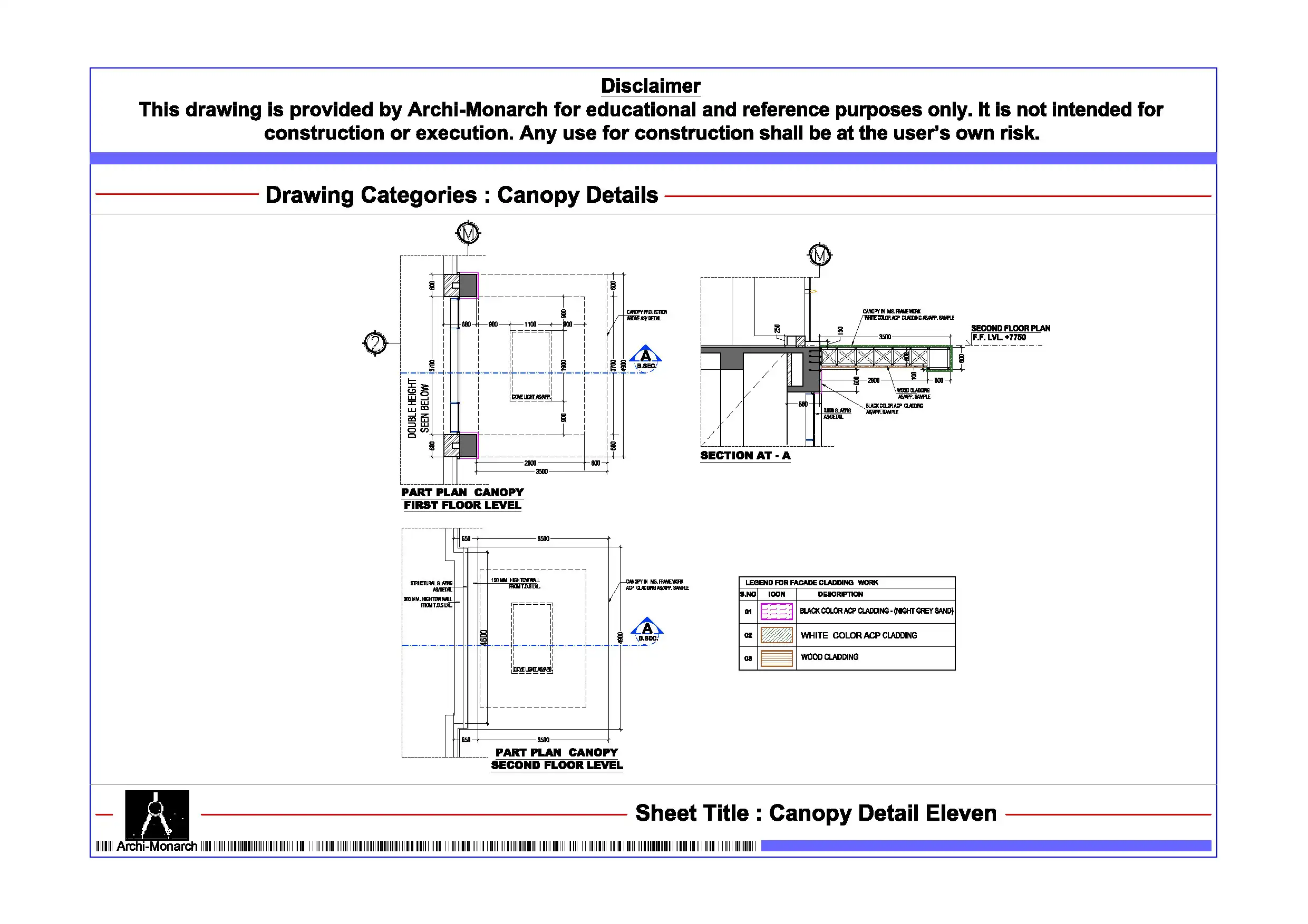 Canopy Detail Eleven – Architectural Canopy Detail Drawing | Archi-Monarch