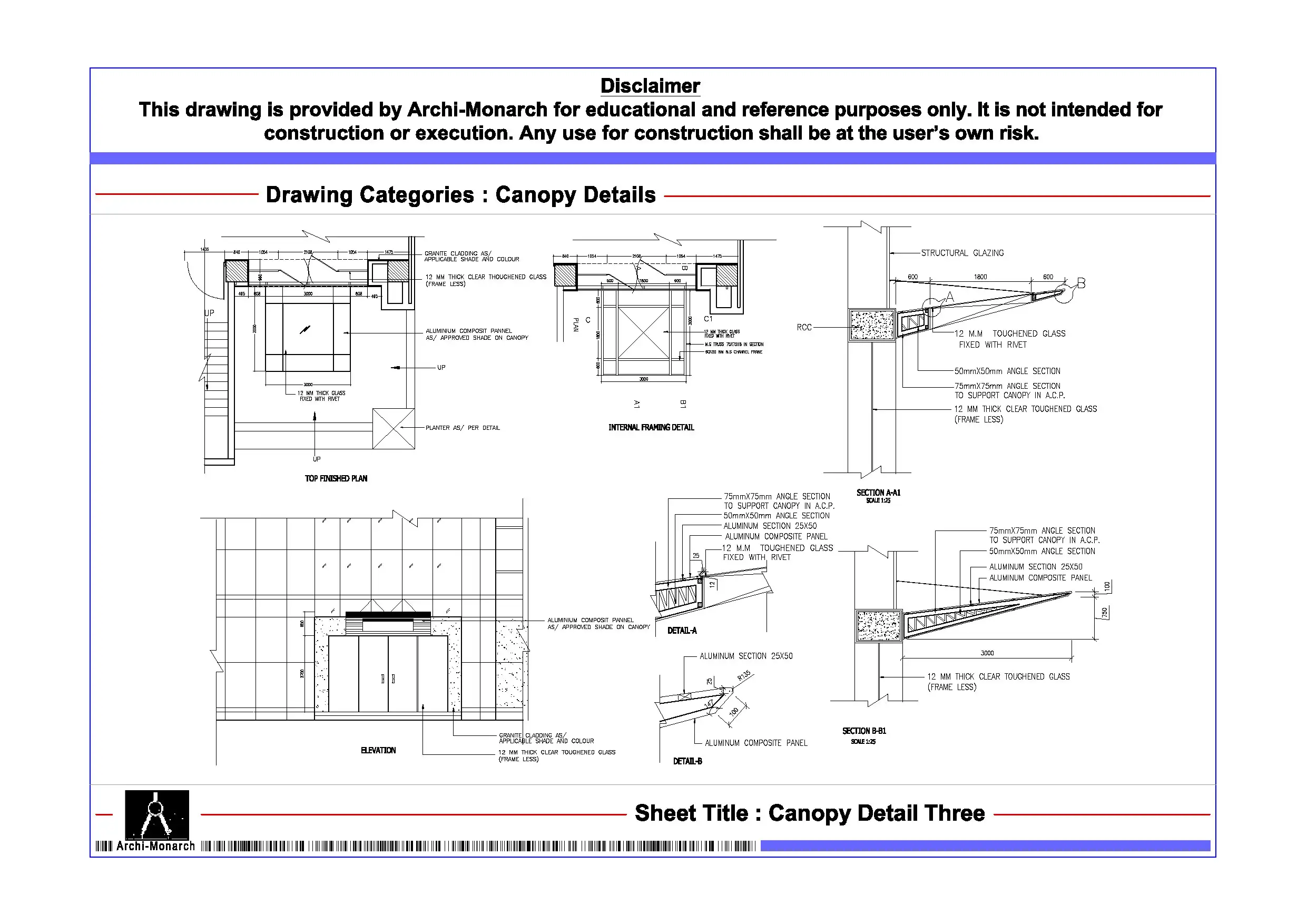 Canopy Detail Three – Architectural Canopy Detail Drawing | Archi-Monarch