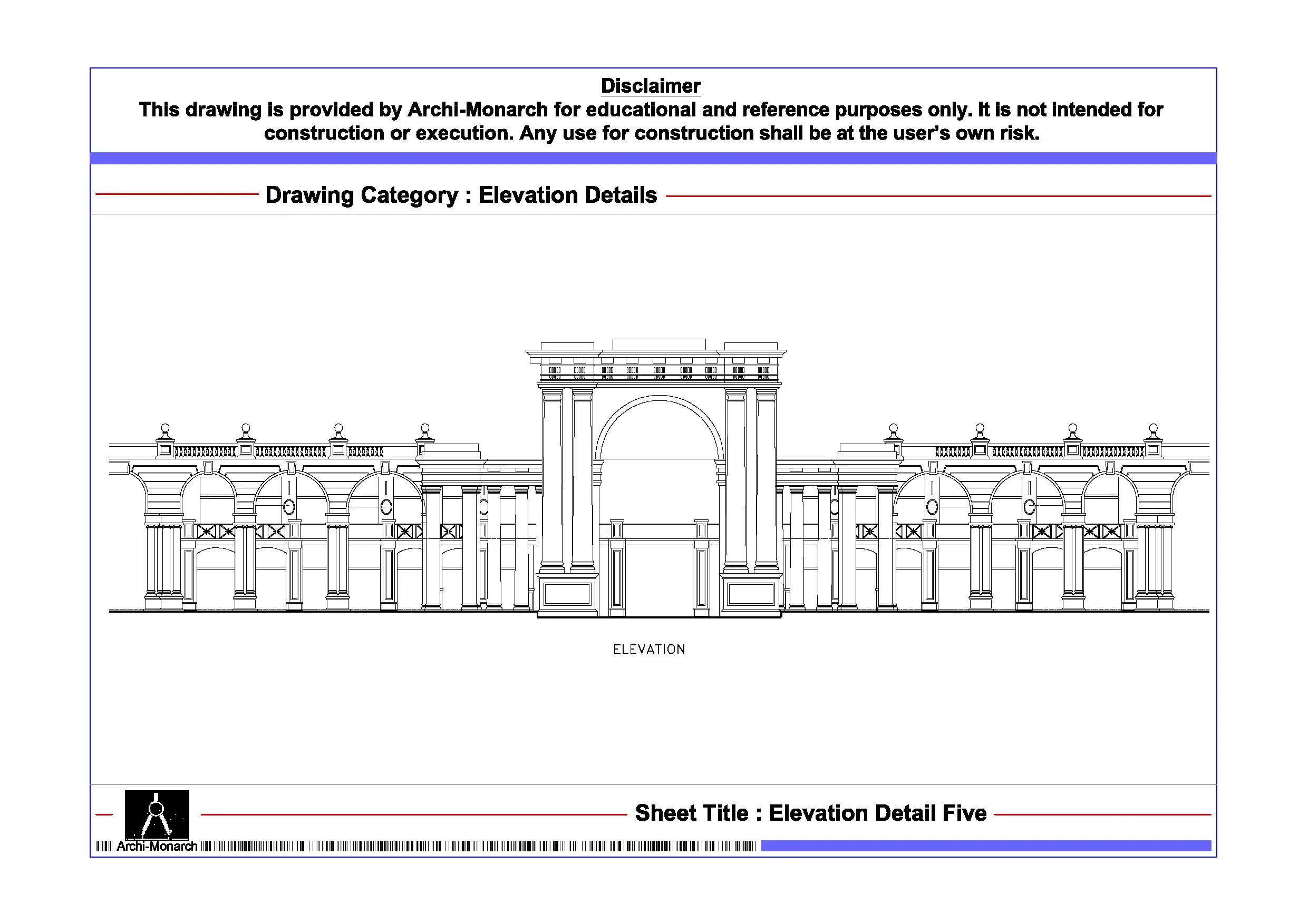 Elevation Detail Five – Architectural Elevation Detail Drawing | Archi-Monarch