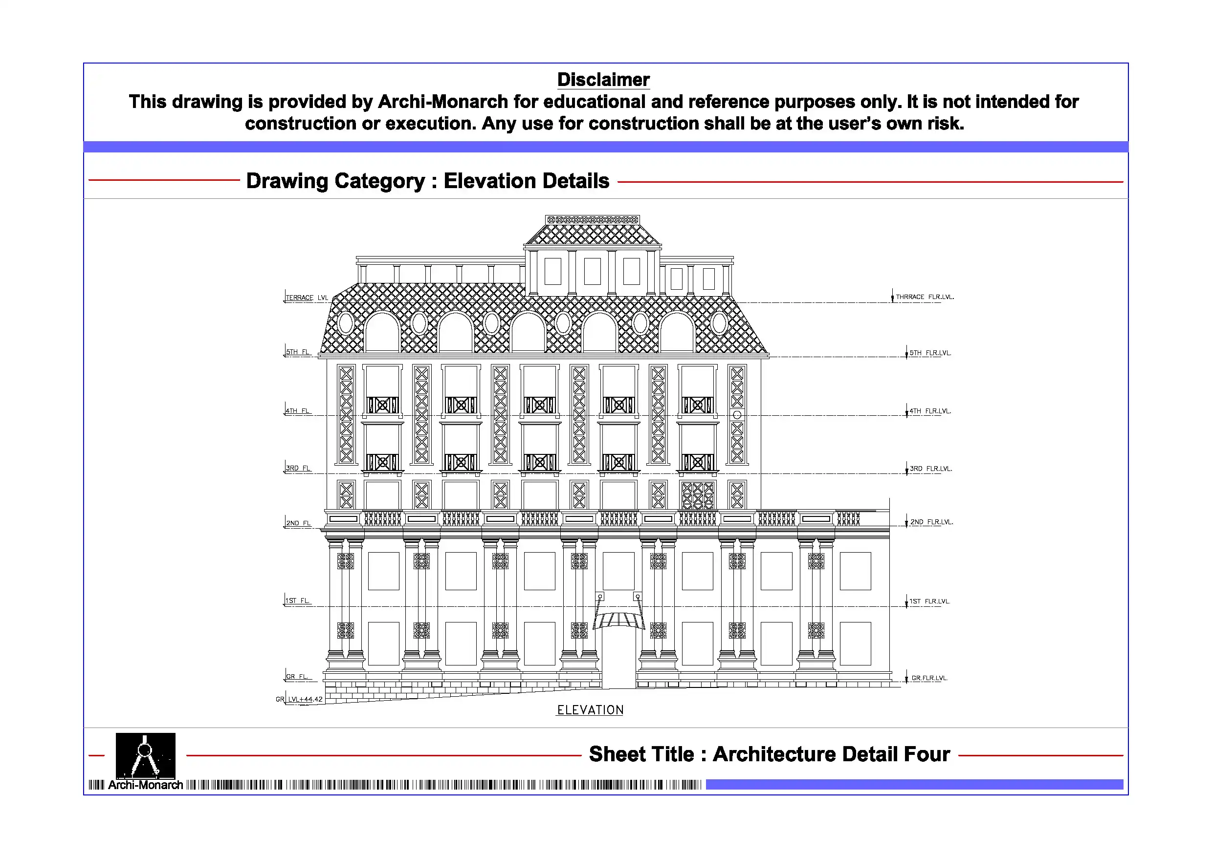 Elevation Detail Four – Architectural Elevation Detail Drawing | Archi-Monarch