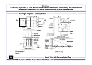 Lift Canopy Detail One – Architectural Lift Canopy Detail Drawing | Archi-Monarch