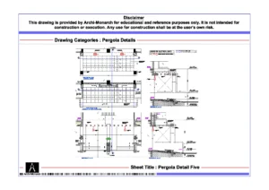 Pergola Detail Five – Architectural Pergola Detail Drawing | Archi-Monarch