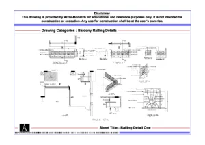Railing Detail One – Architectural Railing Detail Drawing | Archi-Monarch