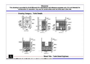 Toilet Detail Eighteen – Architectural Toilet Detail Drawing | Archi-Monarch
