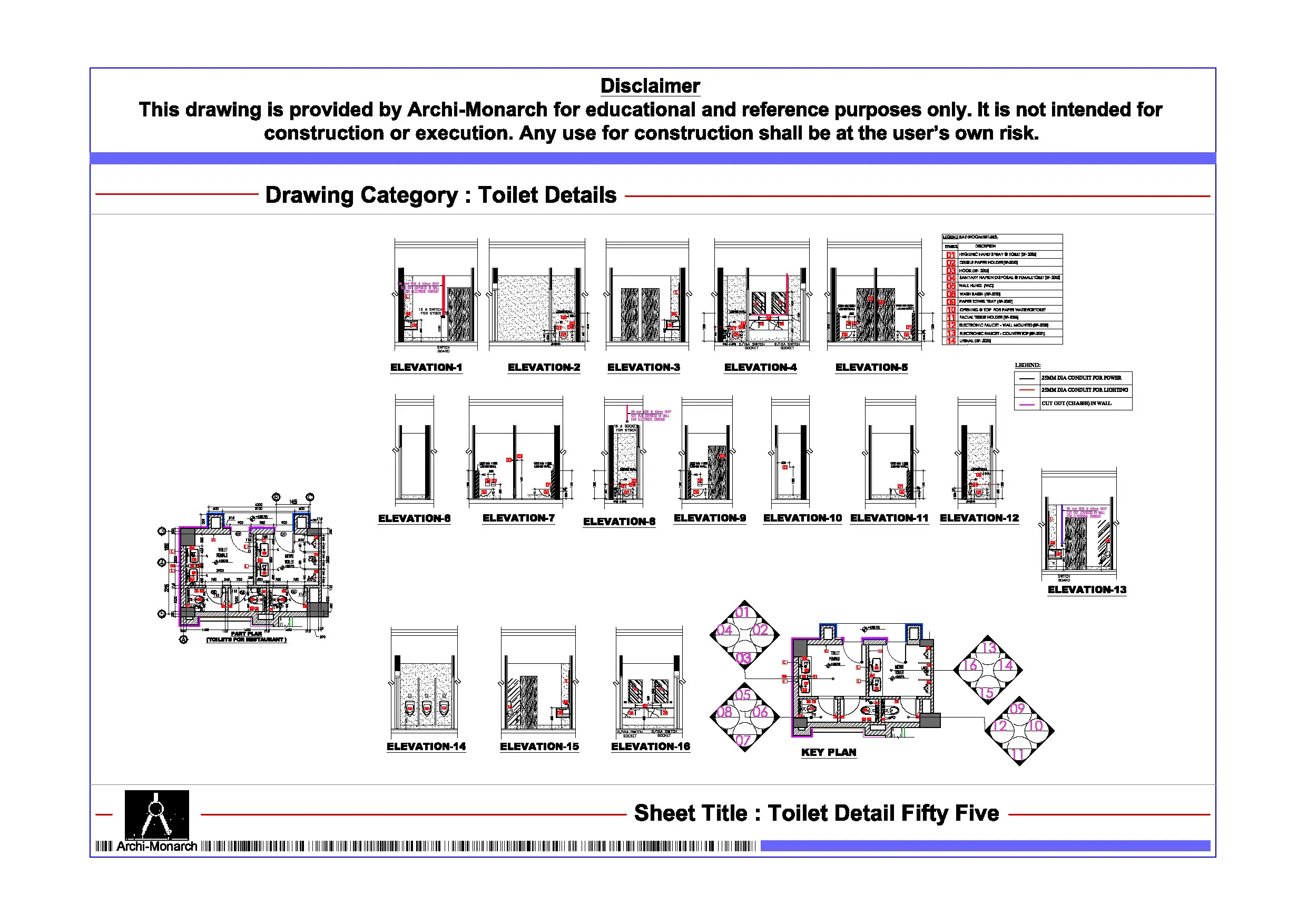 Toilet Detail Fifty Five – Architectural Toilet Detail Drawing | Archi-Monarch