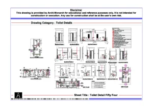 Toilet Detail Fifty Four – Architectural Toilet Detail Drawing | Archi-Monarch