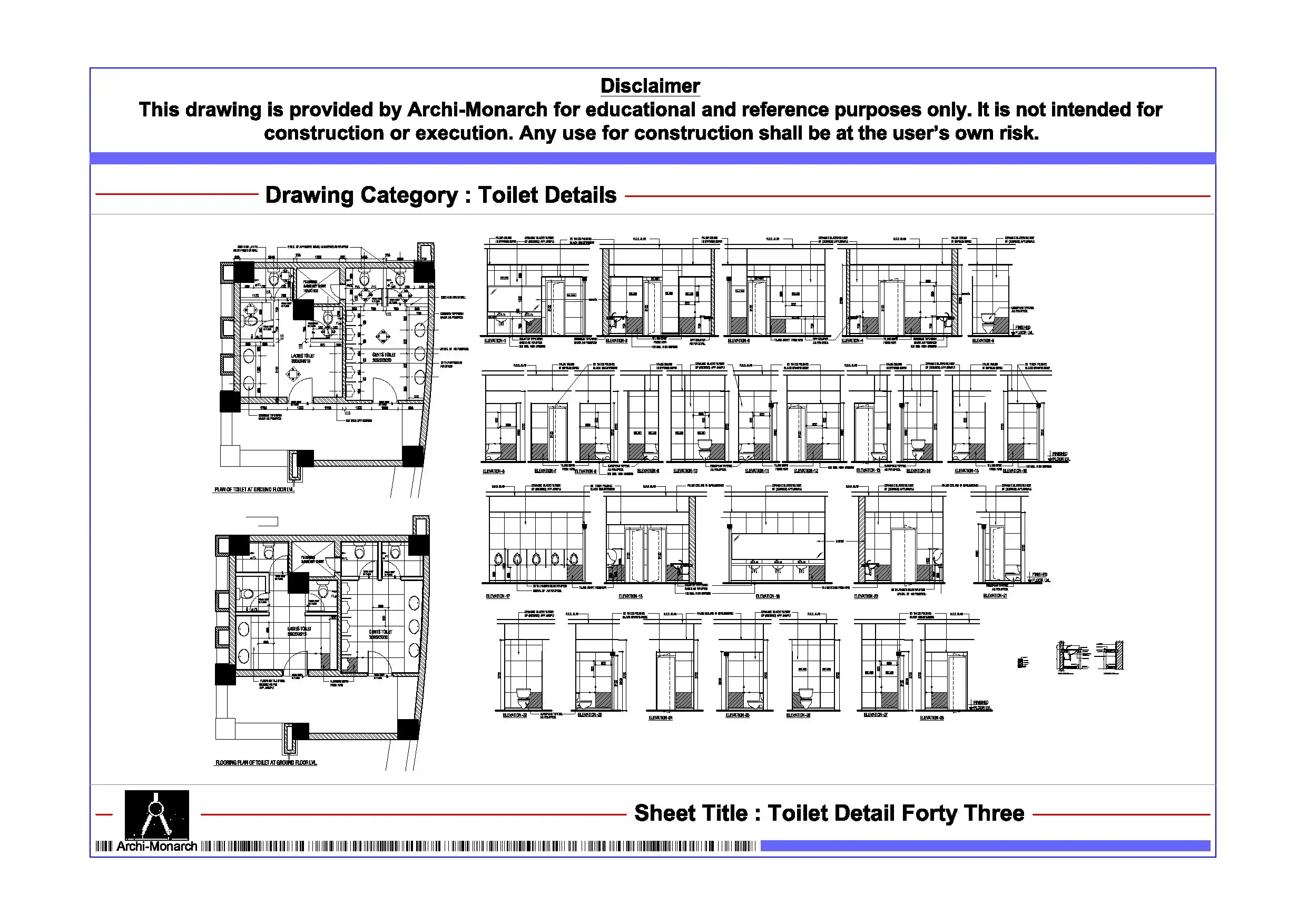Toilet Detail Forty Three – Architectural Toilet Detail Drawing | Archi-Monarch