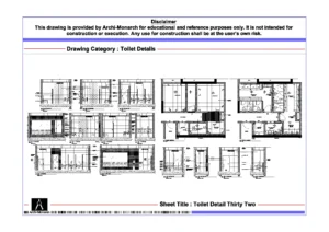 Toilet Detail Thirty Two – Architectural Toilet Detail Drawing | Archi-Monarch