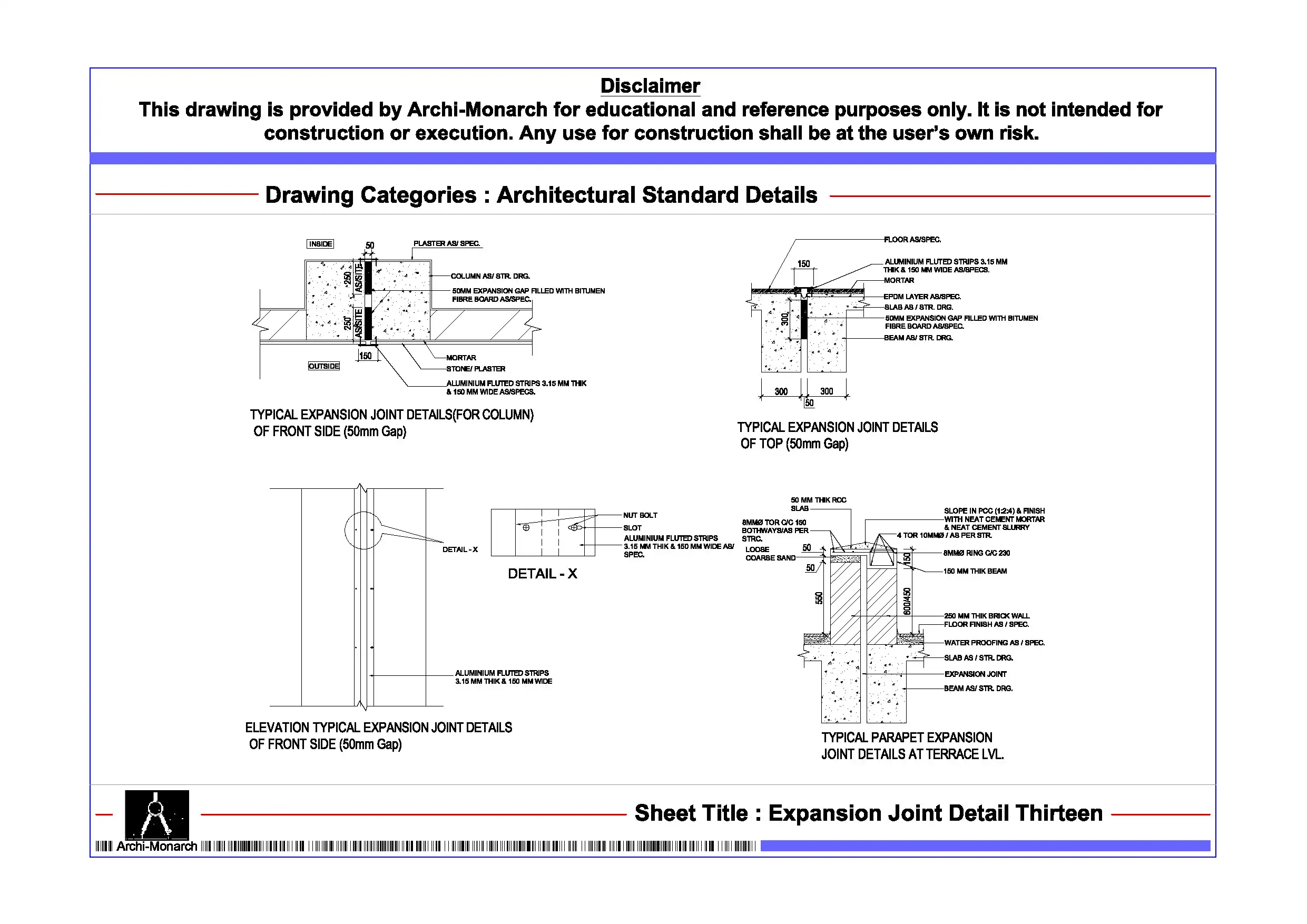 Expansion Joint Detail Thirteen