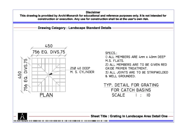 Grating Drawings Notes Grating In Landscape Area Detail One ⋆ Archi-Monarch