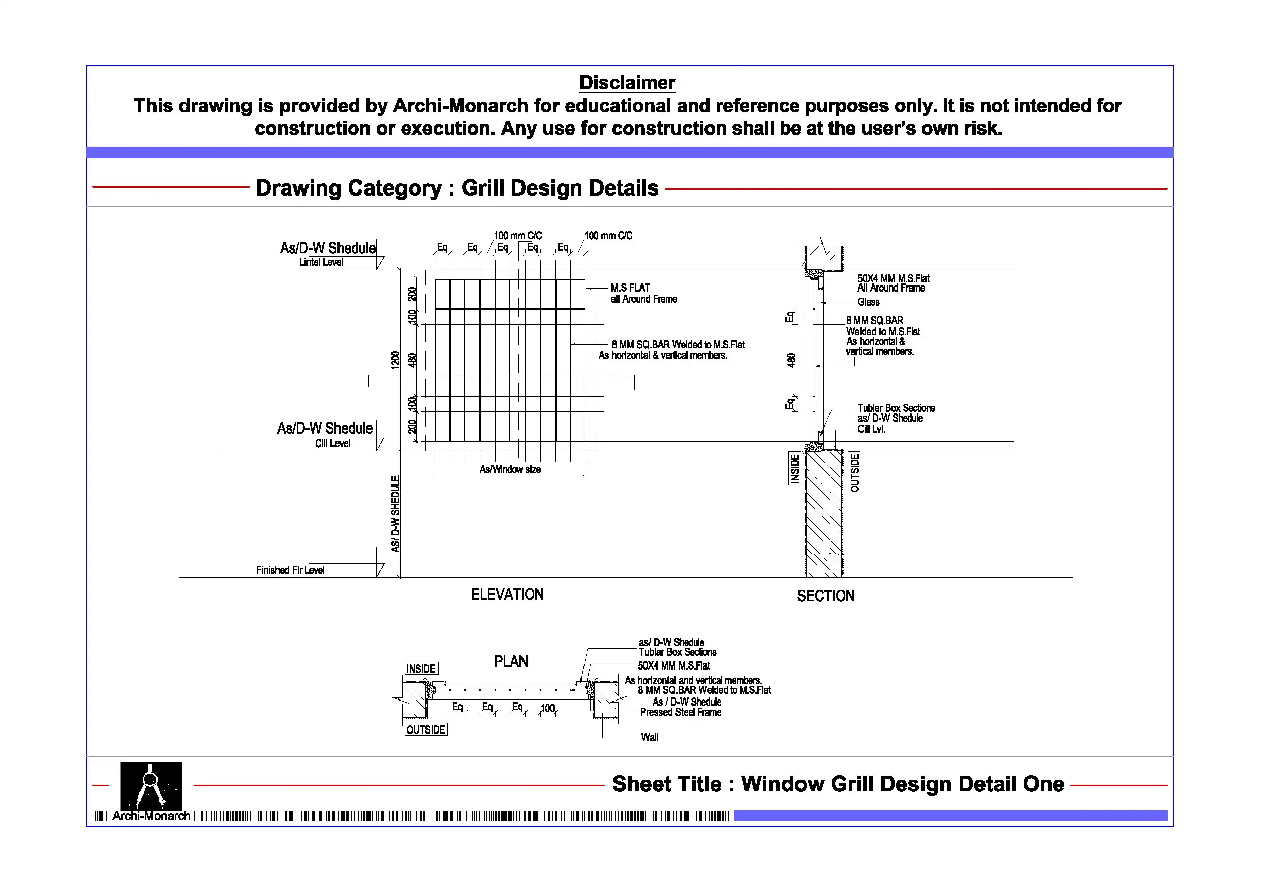Window Grill Design Detail One