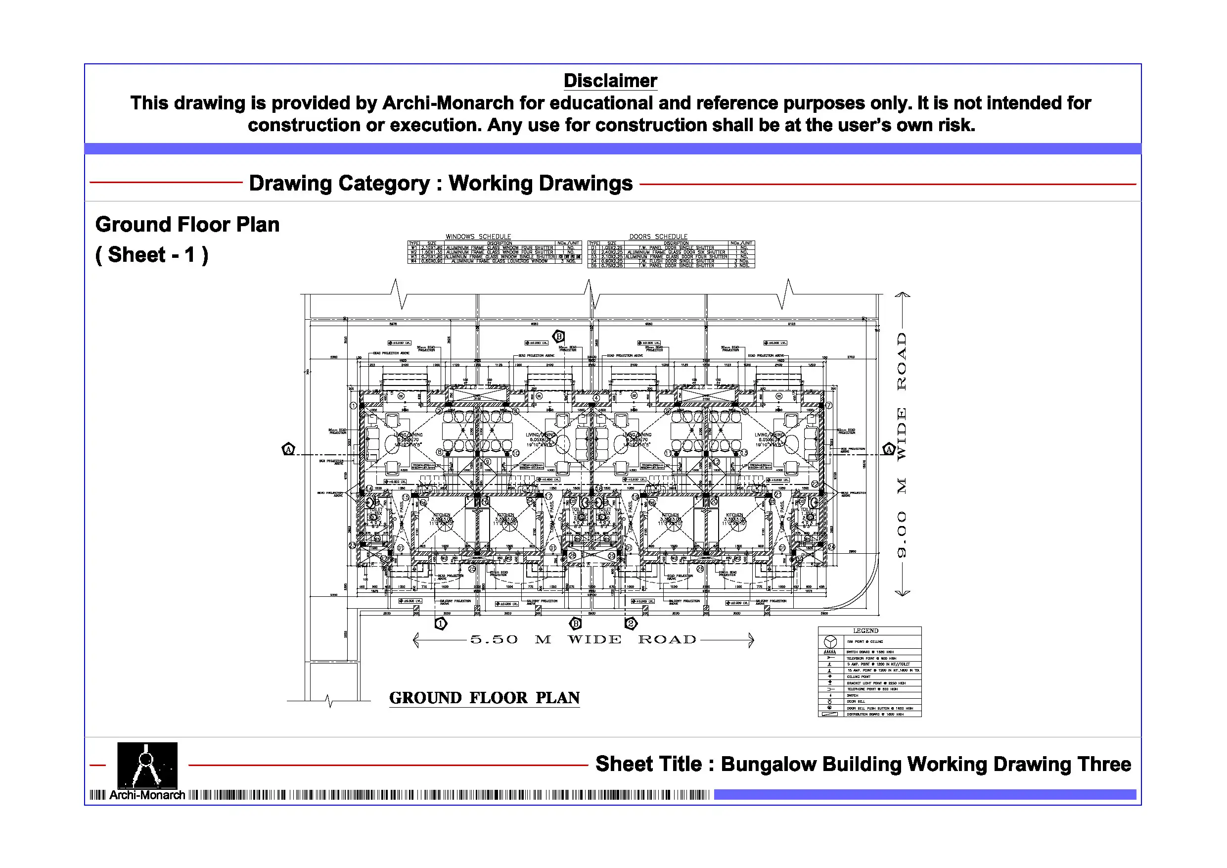 Bungalow Building Working Drawing Three