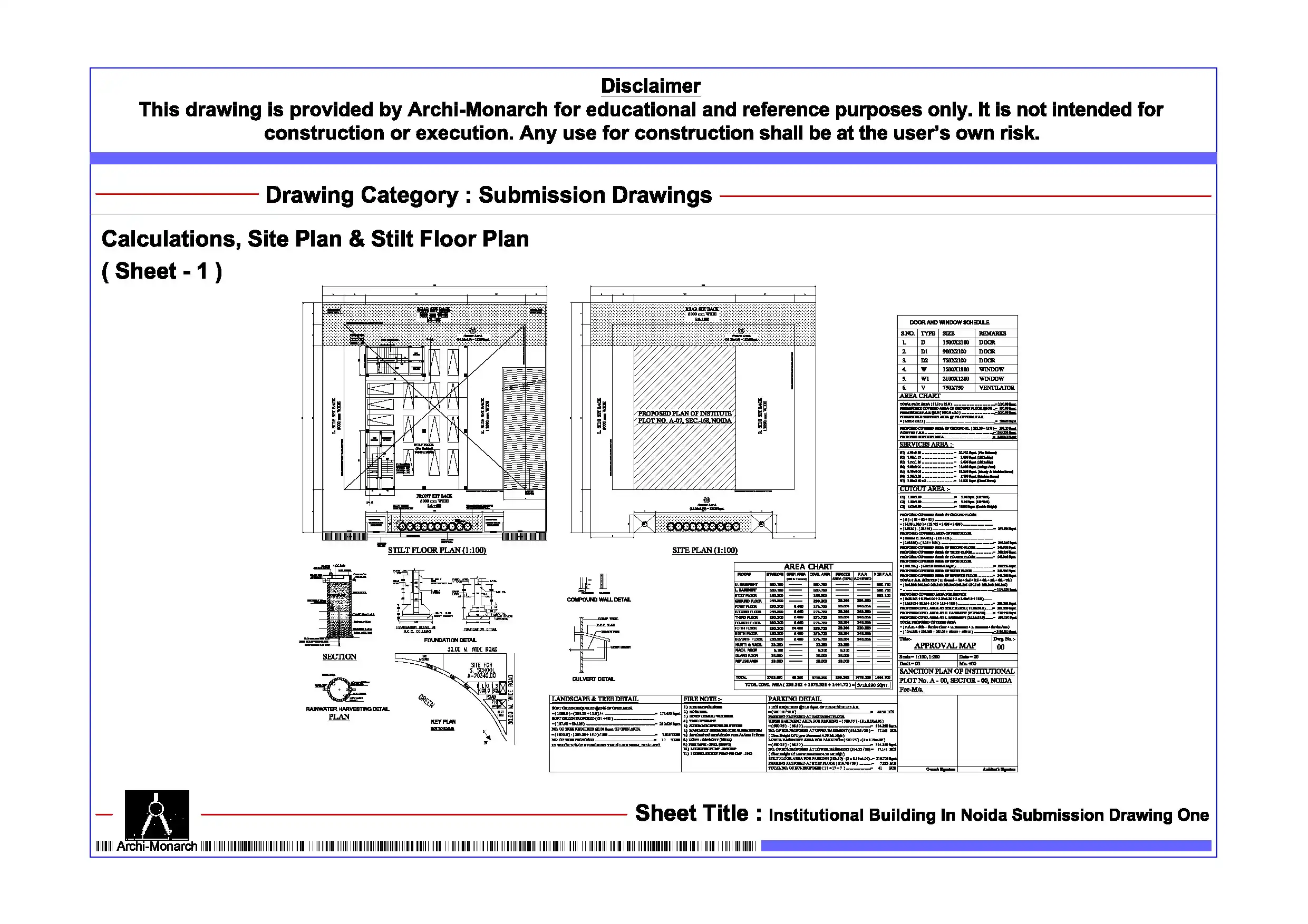 Institutional Building In Noida Submission Drawing One