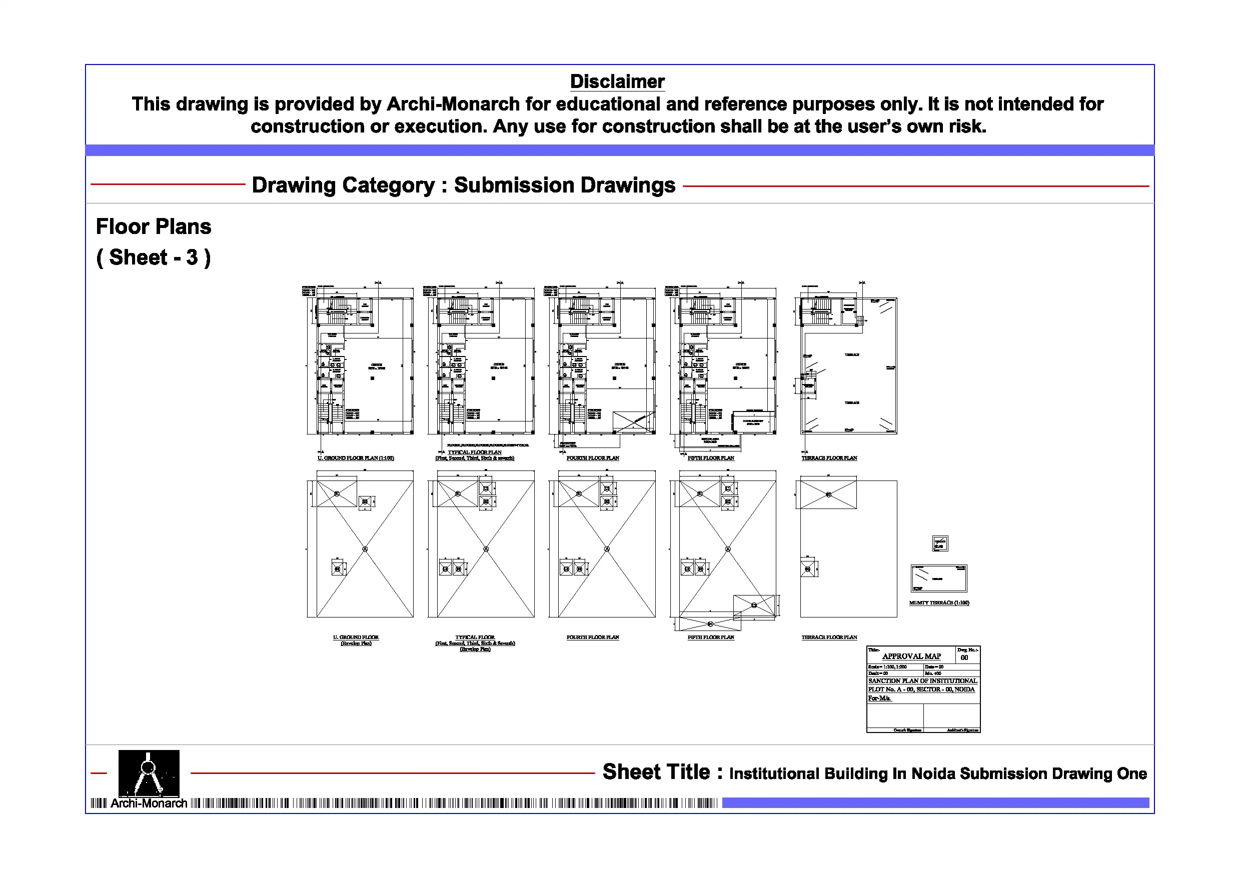 Institutional Building In Noida Submission Drawing One - Image 3