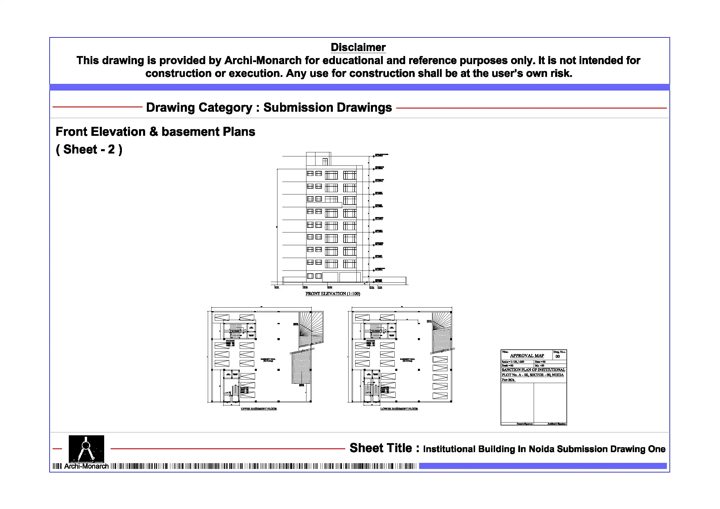 Institutional Building In Noida Submission Drawing One - Image 2