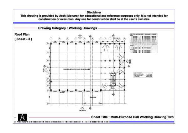 Multi-Purpose Hall Working Drawing Two ⋆ Archi-Monarch