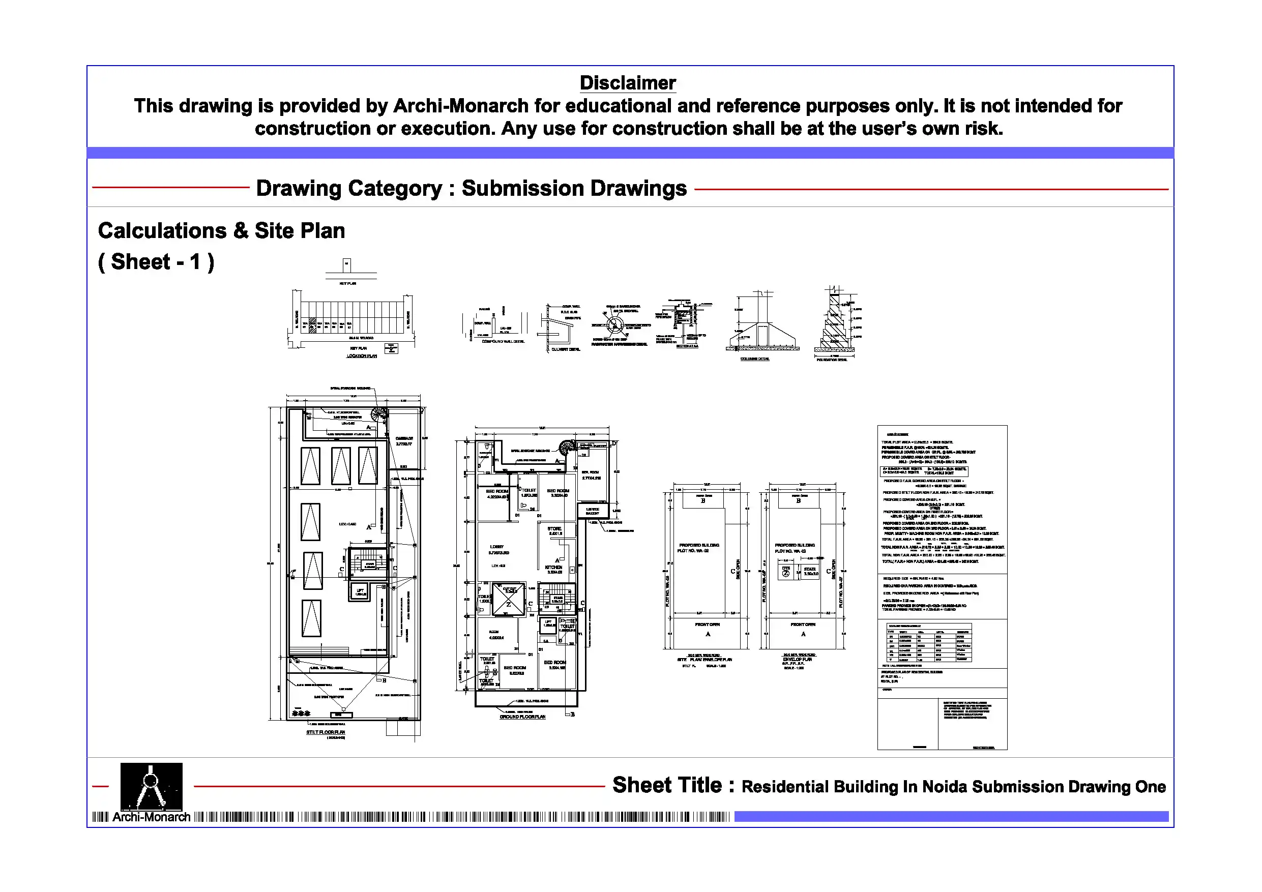 Residential Building In Noida Submission Drawing One