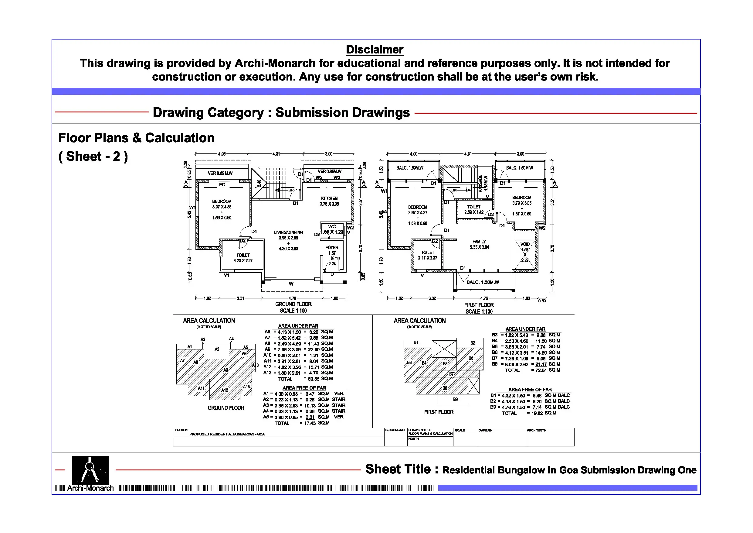 Residential Bungalow In Goa Submission Drawing One - Image 2