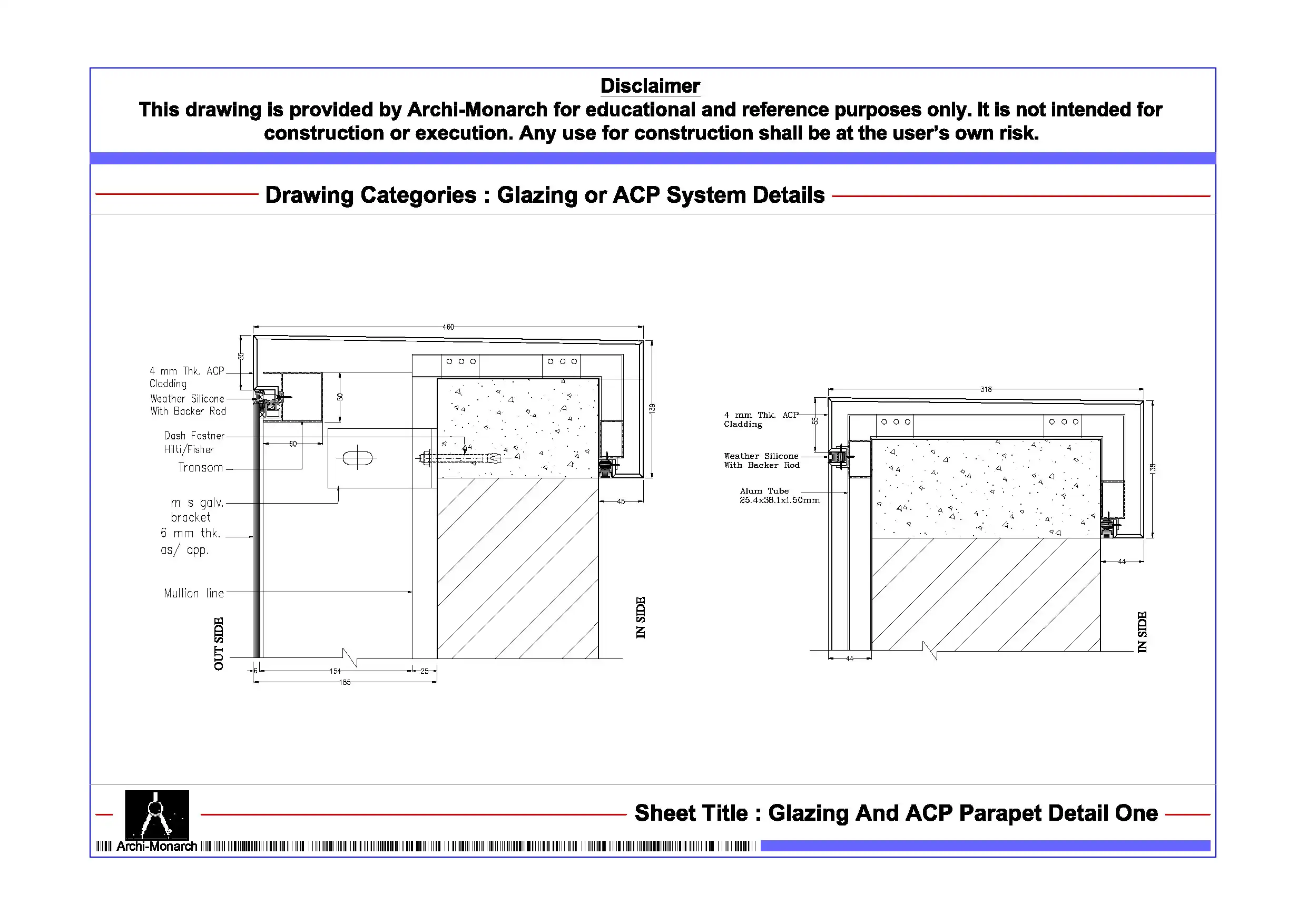 Glazing And ACP Parapet Detail One