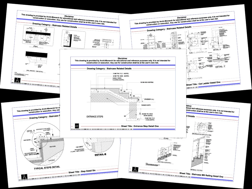 Staircase Related Details – Architectural staircase detail drawings | Archi-Monarch