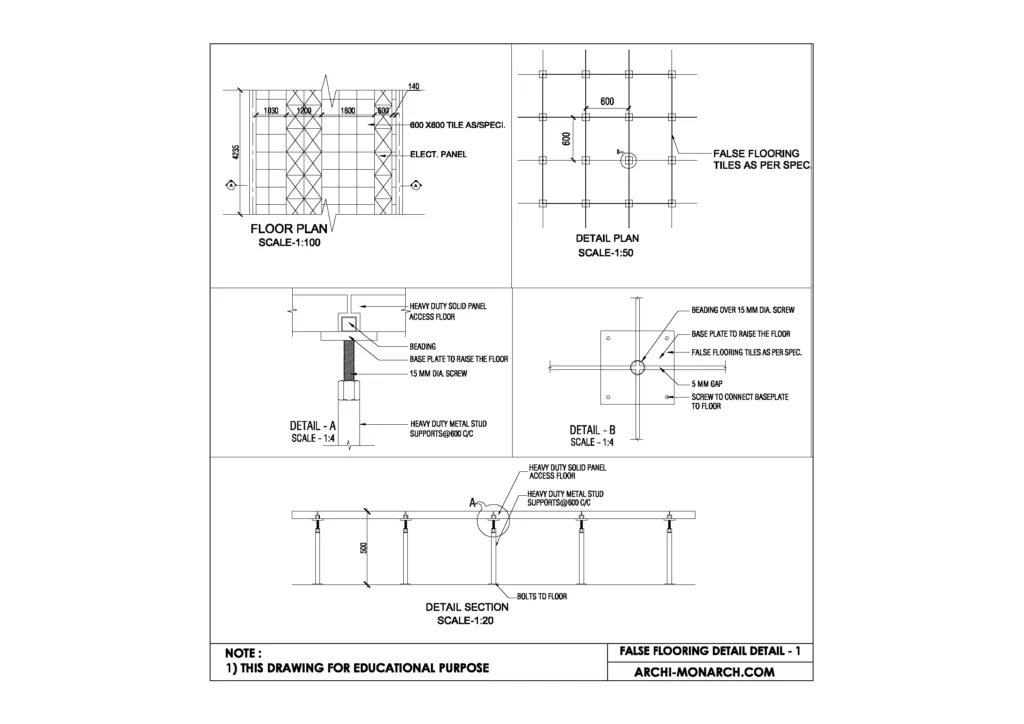 Raised Floor System Detail Of Pedestal Detail Elevation, 59% OFF