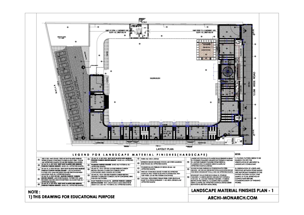 LANDSCAPE MATERIAL FINISHES PLAN ONE