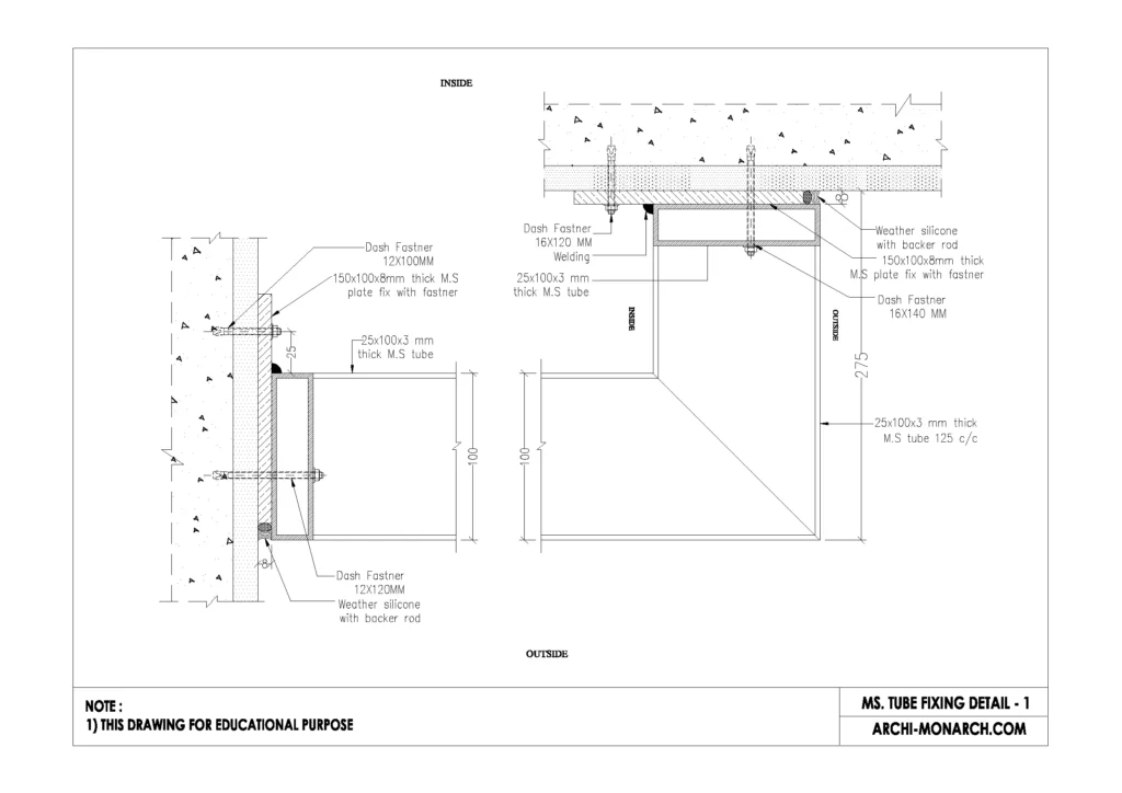 MS TUBE FIXING DETAIL ONE