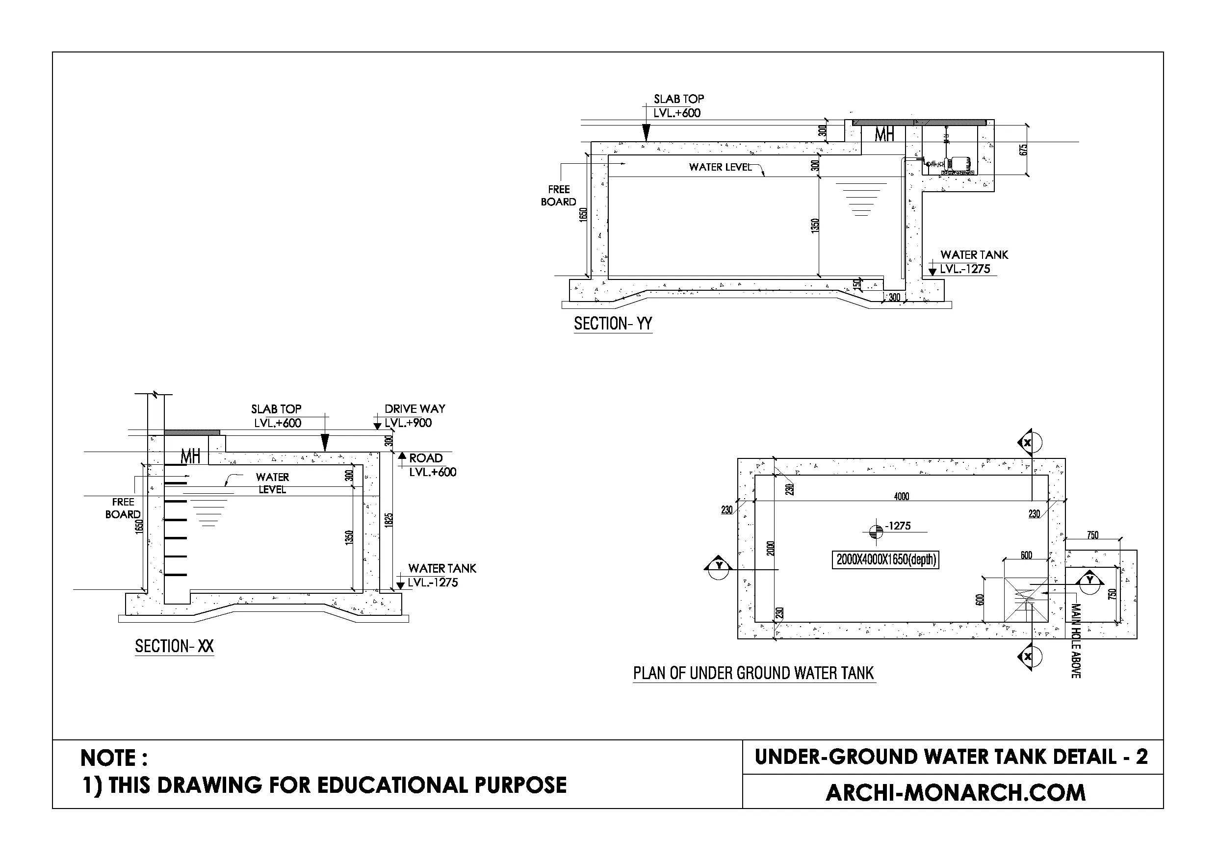 Underground Water Tank Typical Section | Water storage tanks, Water storage,  Pool design plans